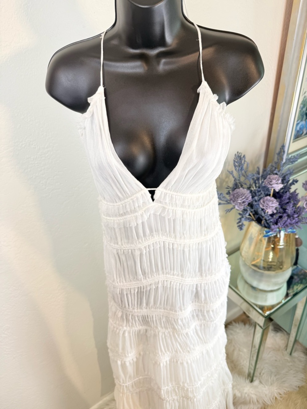 Jonathan Simkhai White Point D’Esprit Tiered Maxi Gown Size 6 - Picture 16 of 16